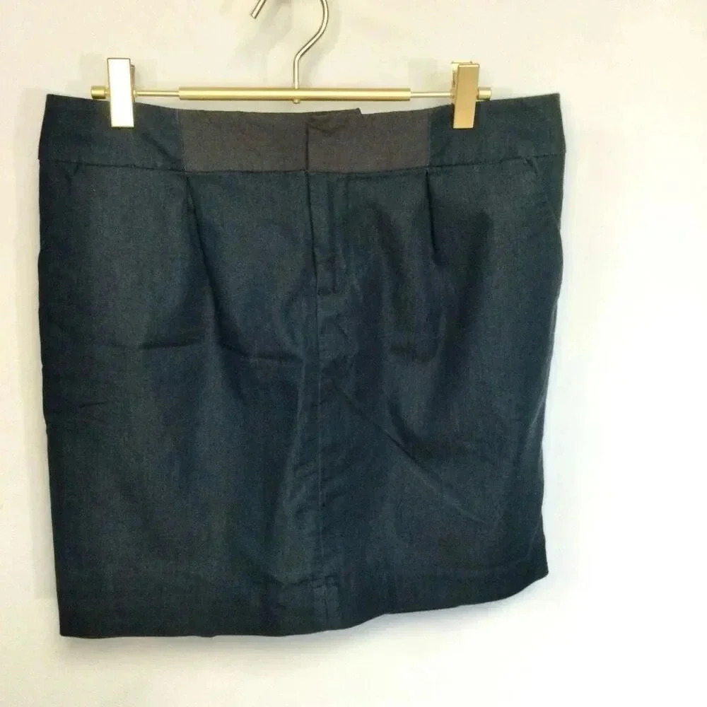 Vintage 90s Mossimo Womens 8 Mini‎ Denim Jean Skirt Blue Black Zip Front Stretch